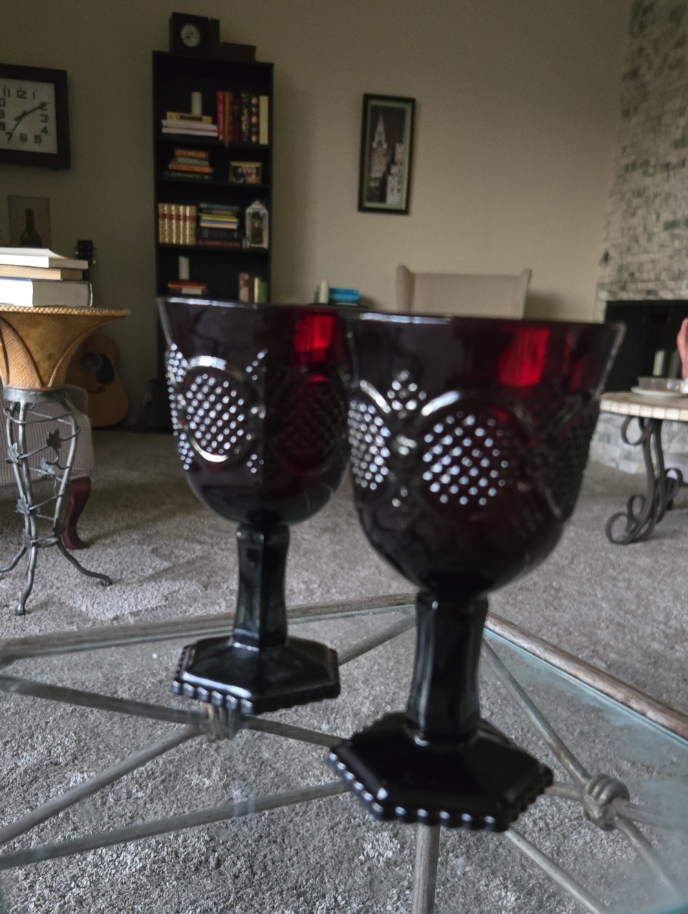 Vintage-Inspired Avon Ruby Red Goblet Pair - Home Accents